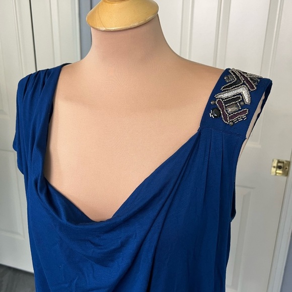 Lot of 2 Plus Size Y2K Beaded Tops Black & Blue Dressy Cruise Date Night - Picture 11 of 13